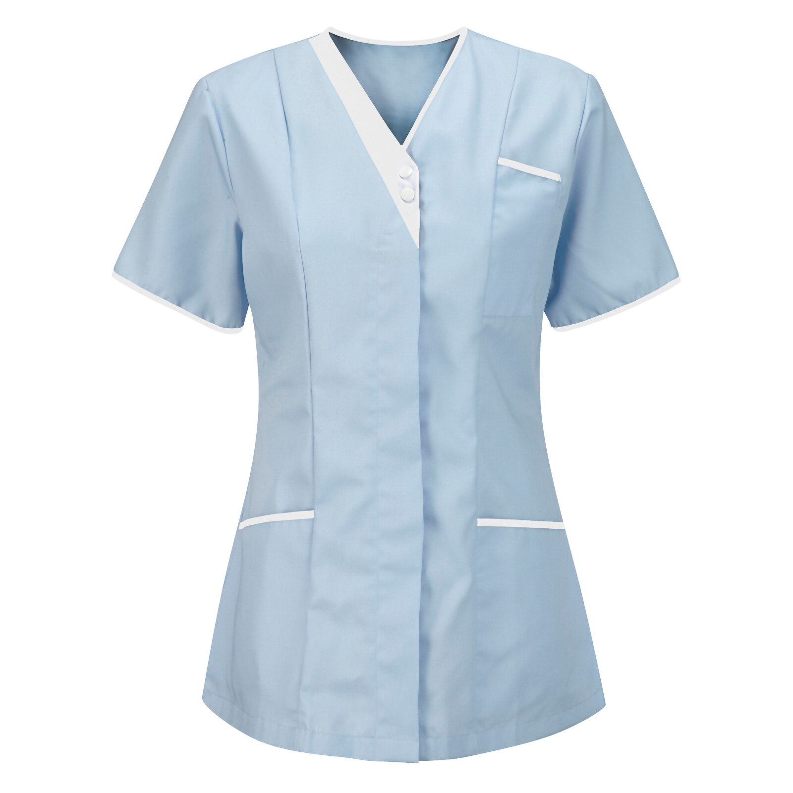 여성 티셔츠 간호사 튜닉 유니폼 클리닉 캐리어 V 넥 보호 폴라 탑 의류, 여성 티셔츠 탑 여성 티셔츠